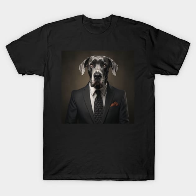 Great Dane Dog in Suit T-Shirt by Merchgard